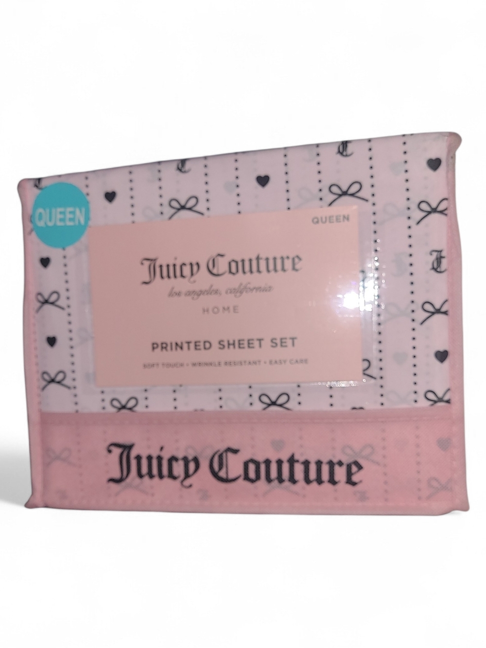 Juicy Couture Pink Printed Queen Sheet Set